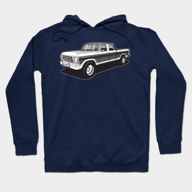 1979 Ford Pick up truck, crew cab shortbed Hoodie by RBDesigns